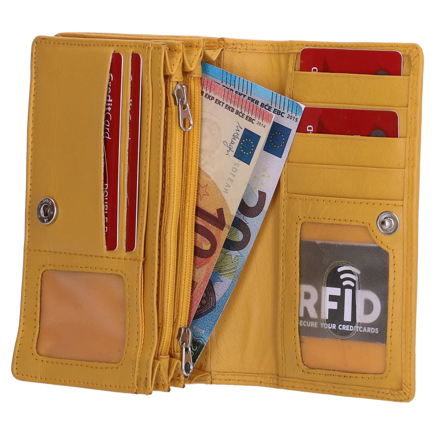 Dámská kožená peněženka Double-D žlutá