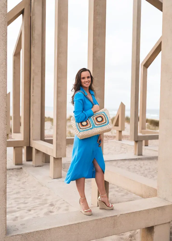 Dámská proutěná kabelka barevný vzor - PE-Florence  Natural life shopper