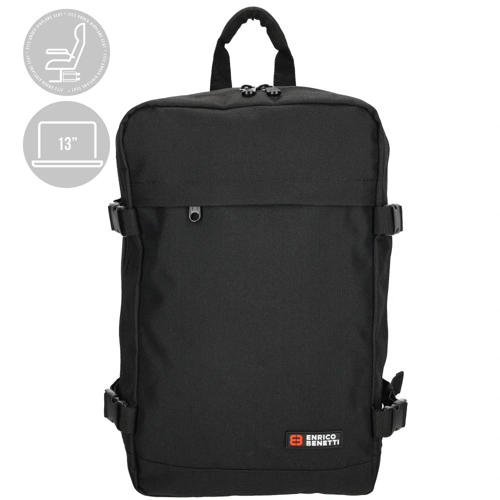 Unisex batoh nejen do letadla černý 13" 20L - Enrico Benetti
