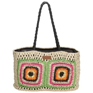Dámská proutěná kabelka barevný vzor - PE-Florence  Natural life shopper