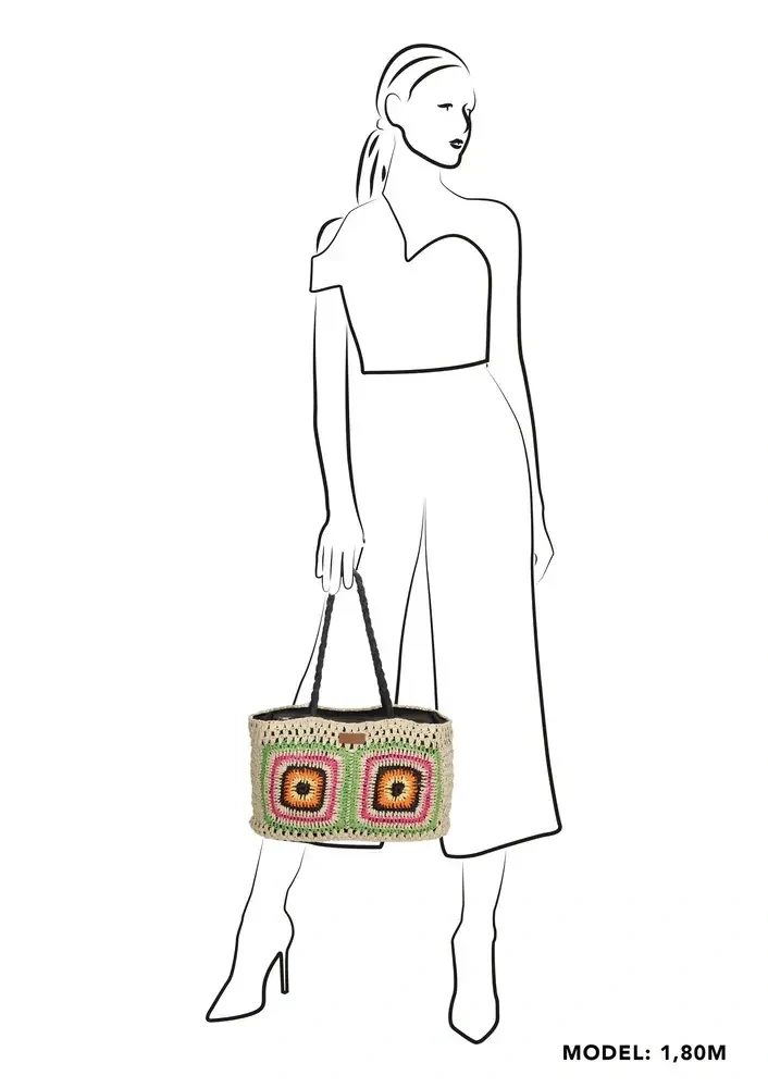 Dámská proutěná kabelka barevný vzor - PE-Florence  Natural life shopper