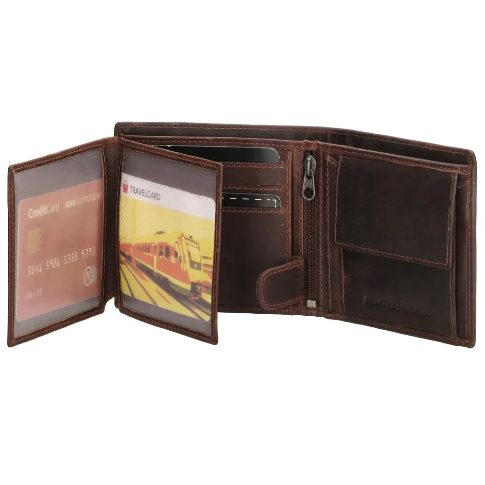 Pánská kožená peněženka Hide & Stitches tmavě hnědá 