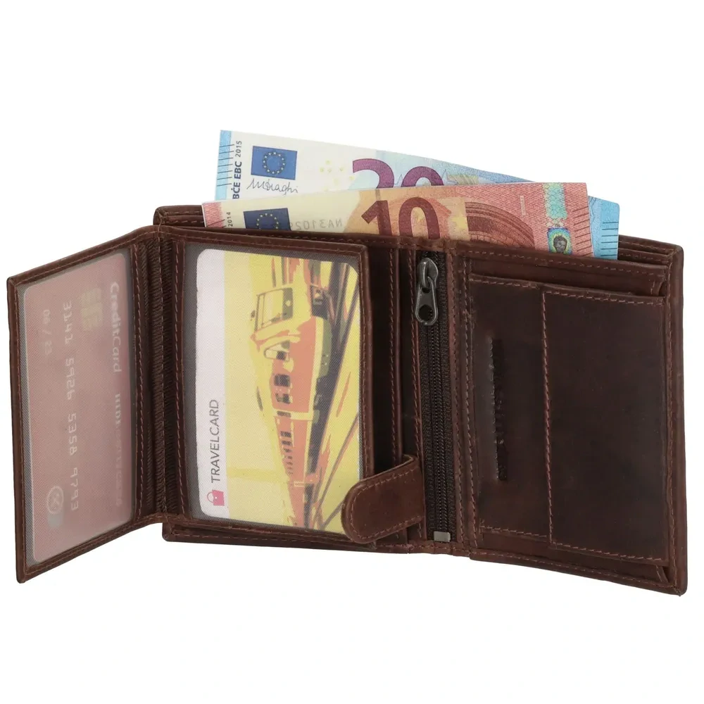 Pánská kožená peněženka Hide & Stitches tmavě hnědá
