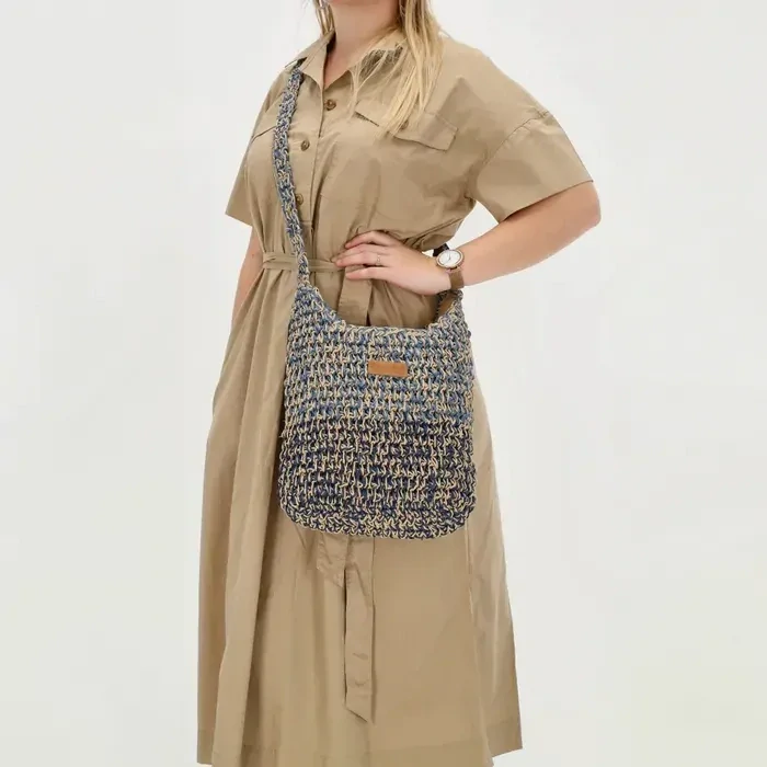 Dámská crossbody proutěná kabelka modrá - PE-Florence Natural life