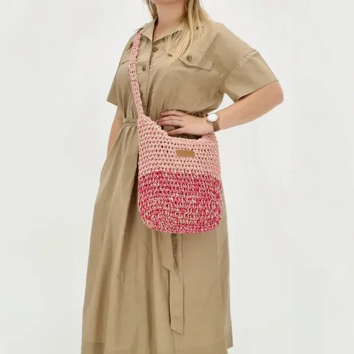 Dámská crossbody proutěná kabelka růžová - PE-Florence Natural life