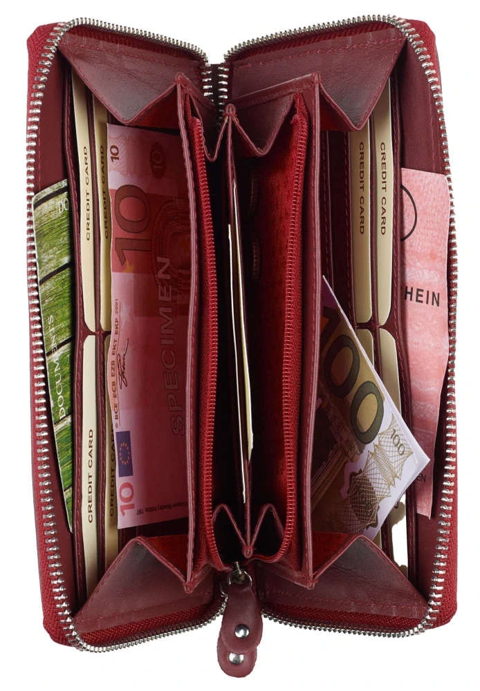 Dámská kožená peněženka Elegance červená