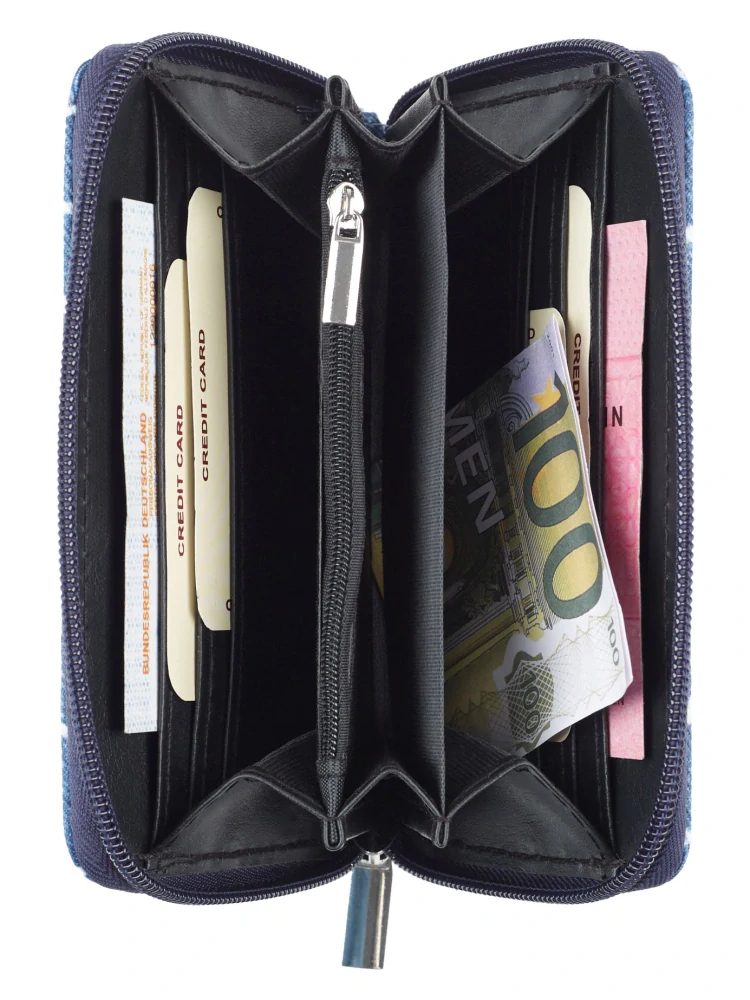 Dámská jeans peněženka Geldbörsen černá se srdíčky