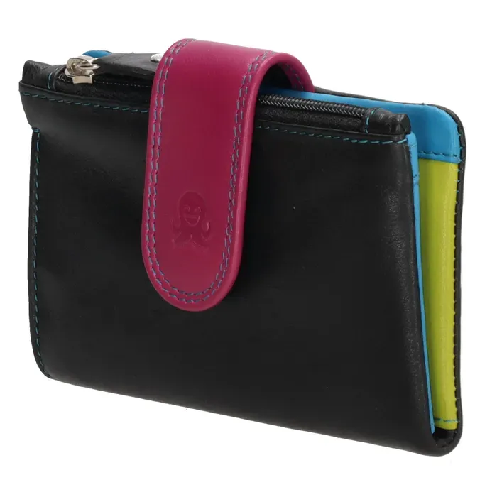 Dámská kožená peněženka Happy Wallet černá s růžovou