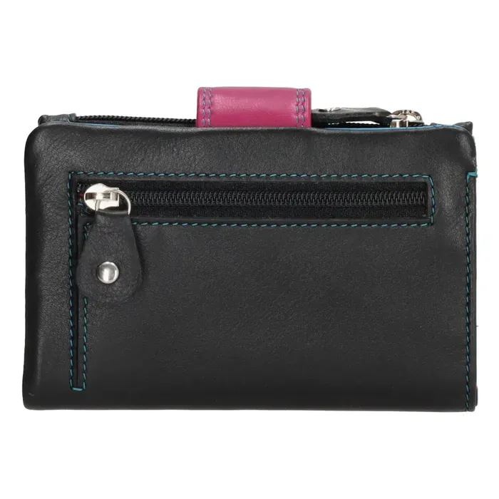 Dámská kožená peněženka Happy Wallet černá s růžovou