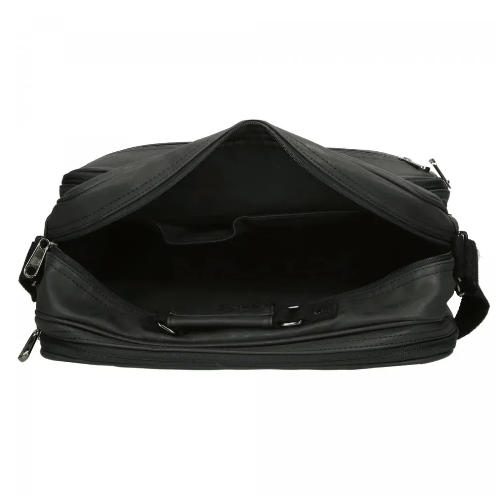 Pánská kožená taška přes rameno černá 15" - Enrico Benetti Rotterdam