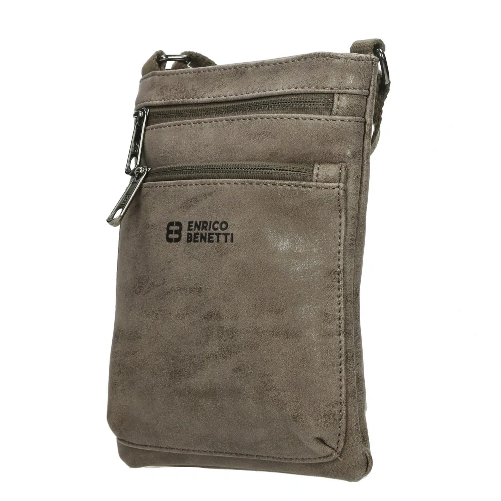 Pánská crossbody taška na doklady šedá - Enrico Benetti
