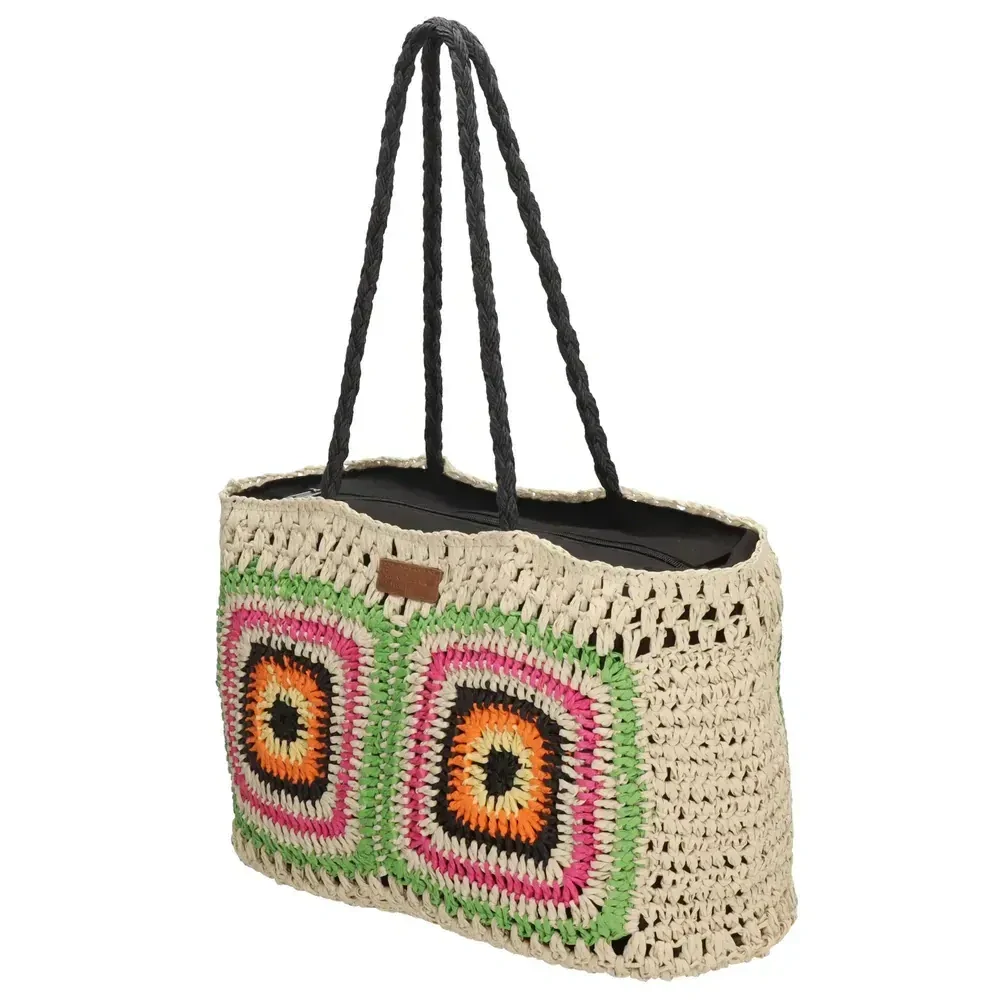 Dámská proutěná kabelka barevný vzor - PE-Florence  Natural life shopper