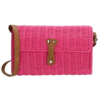 Dámská proutěná kabelka růžová - PE-Florence Straw